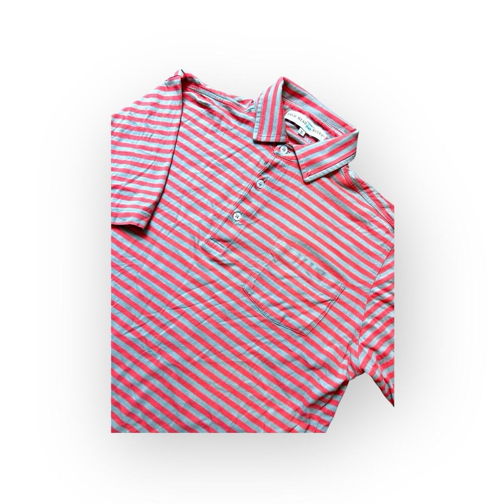 Bald Island Blues Albatross Polo - State Red / White Stripes Size S‎